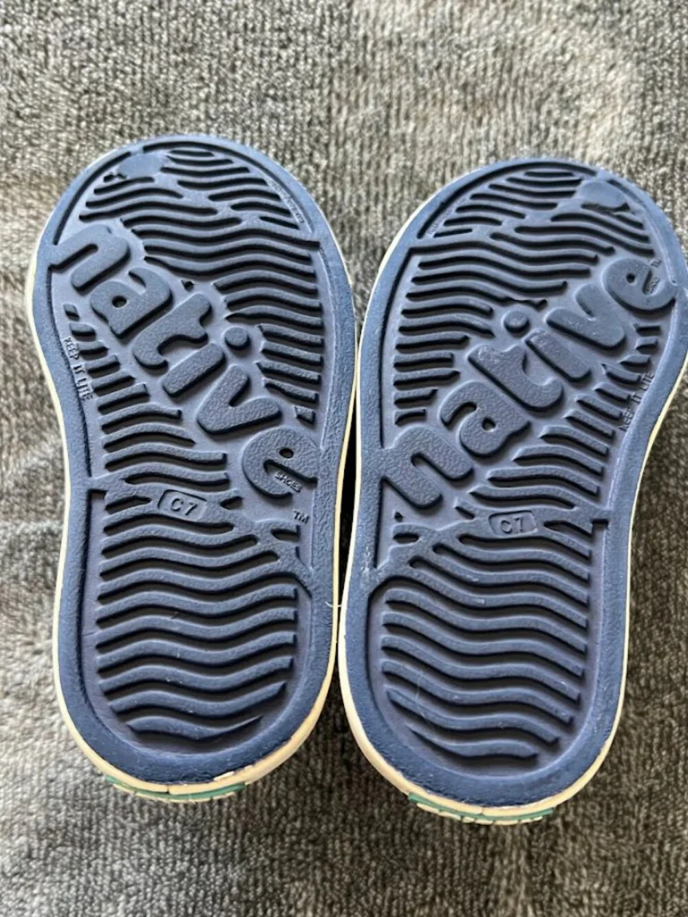Native Jefferson Blue White Unisex Kids Slip-On Casual Round Toe Shoes Size C7